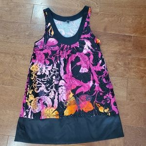 Express floral print tunic dress with sequins